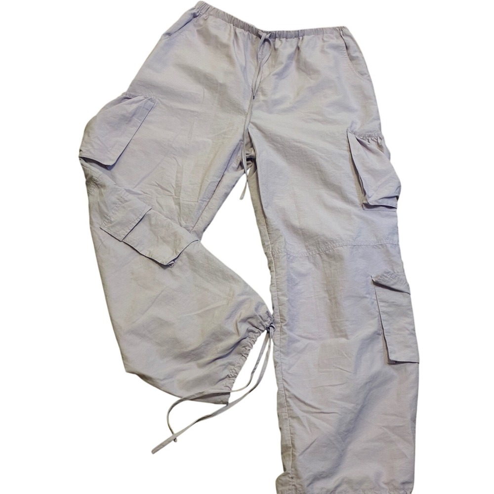 Lulus Lavender Purple Cargo Pants Elastic Waist Drawstring Hem Womens Medium